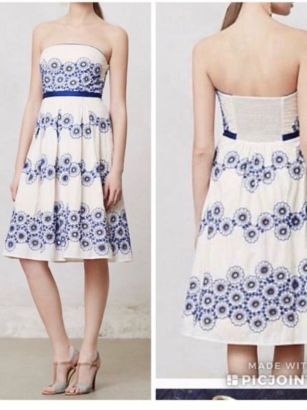 STUNNING Anthropologie Moulinette Soeurs forget me not floral embroidered dress